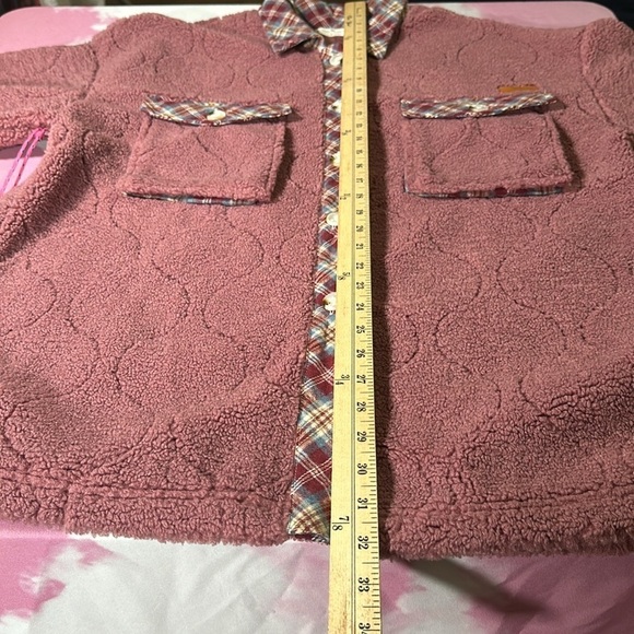 Simply Southern Sherpa Quilted And Plaid Rose Jacket Shacket size Large NEW - Picture 11 of 16